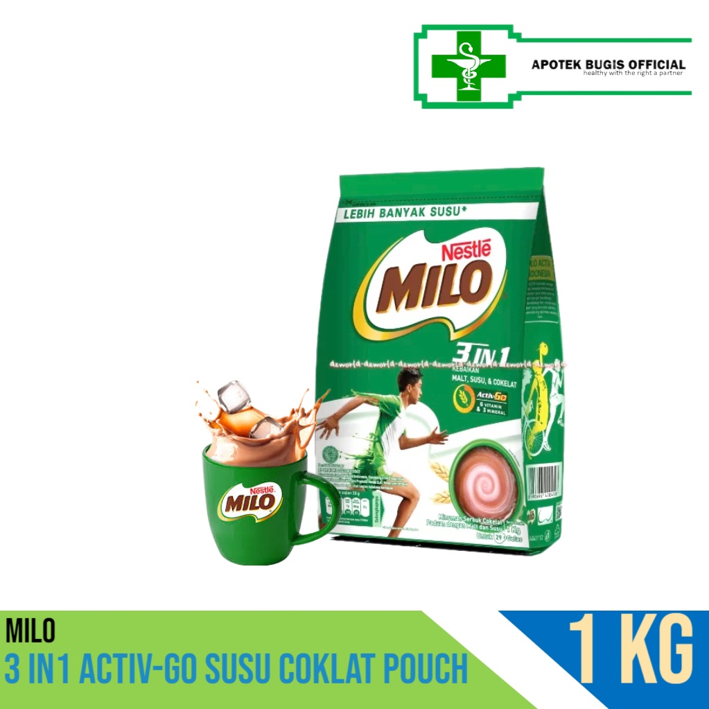 MILO 3in1 ACTIV-GO Susu Coklat Pouch 1kg Minuman Bubuk Coklat Kaya Nutrisi