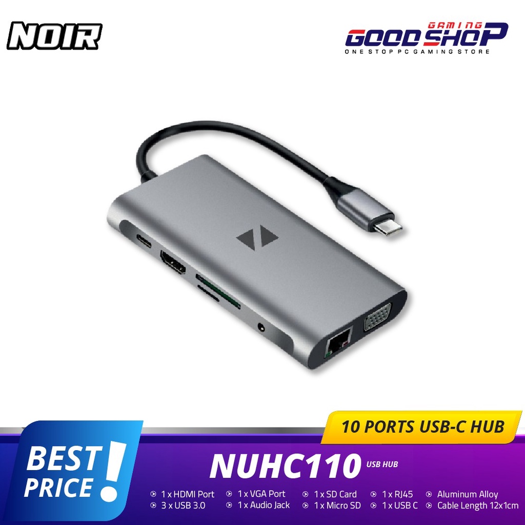 NOIR 10in1 USB TYPE C HUB TO HDMI 4K LAN USB 3.0 FAST CHARGING MACBOOK