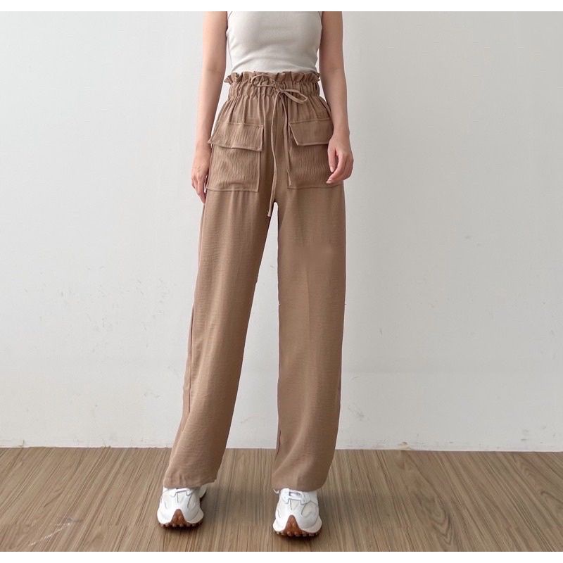 BEFAST - ZRX VALI PANTS Crincle Pocket / HANNA PANTS DOUBLE POCKET / Celana Panjang Kulot / Fashion Ala Style Korean Wanita / Kulot Ada Kantong Model Terbaru / Pakaian Kekinian Remaja ABG / Trendy