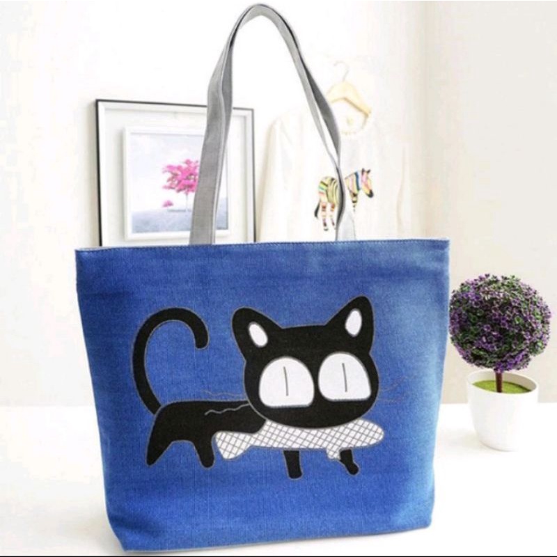 totebag lucu gambar kucing , Tote bag