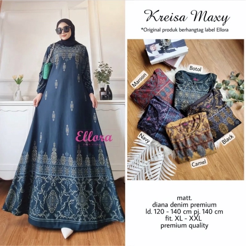 Kreisa Maxy - LD120 Gamis Diana Denim Jumbo Bigsize Oversize Bumil / R.26 - 025-6714