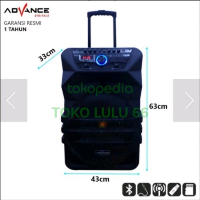 ADVANCE K1512 K-1512 Speaker Portable Bluetooth + Mic Wireless Karoeke 15 inc