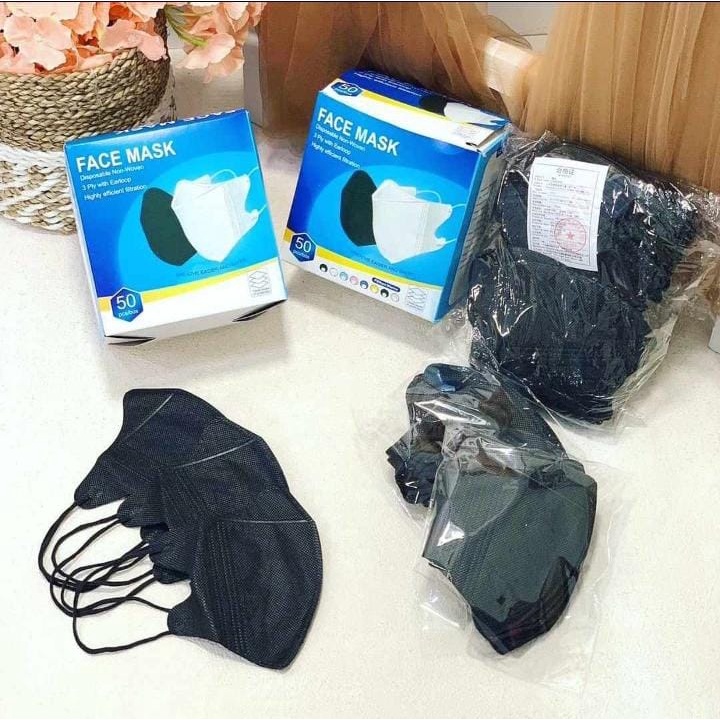 Masker Duckbill 3ply Hitam putih