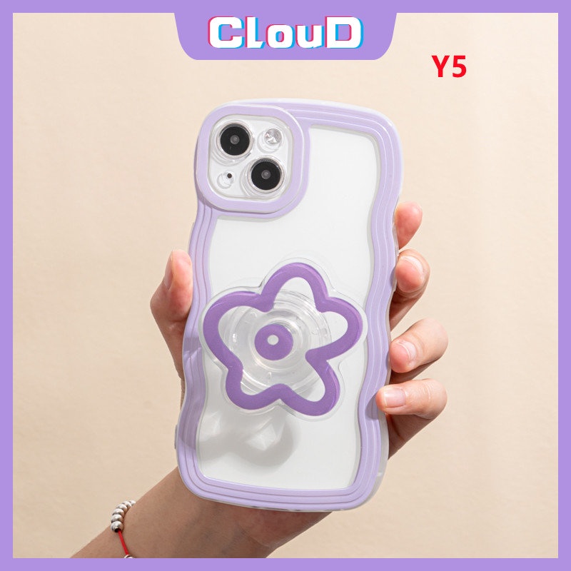 Case Bening Pinggiran Bergelombang Warna Permen OPPO A17 A16 A96 A55 A77 A12 A76 A5s A15 A1k A53 A3s A95 A5 A57 A7 A17K A9 A74 A52 A54 A77s A16s A16K Reno 78z 7Z 8 6 Bracket Bunga Soft Sarung