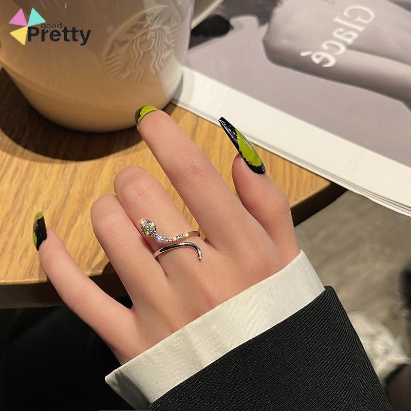 Cincin Kristal Ular Adjustbale Desain Zircon Cincin Untuk Wanita - PD