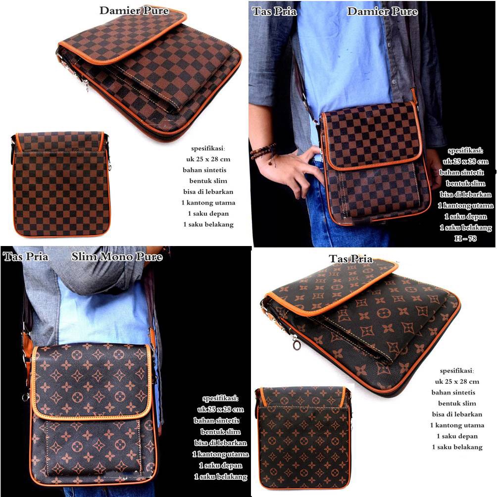 grosir tas pria selempang kulit Brown line