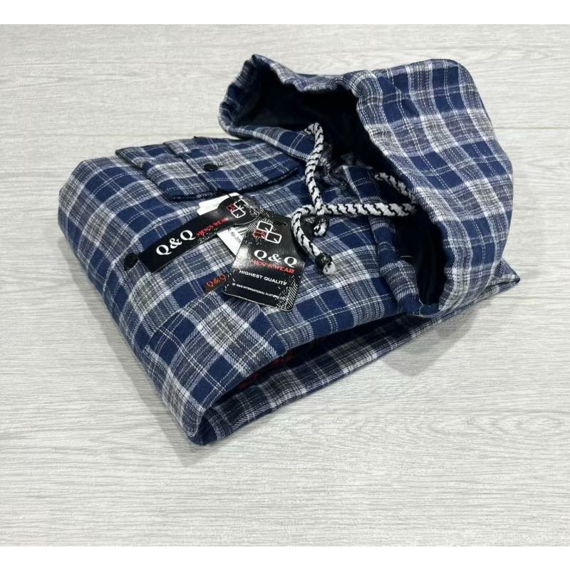 COD kameja flanel hoodie pria dan wanita lengan panjang - flanel kupluk motif kotak kotak - flanel bertopi pria