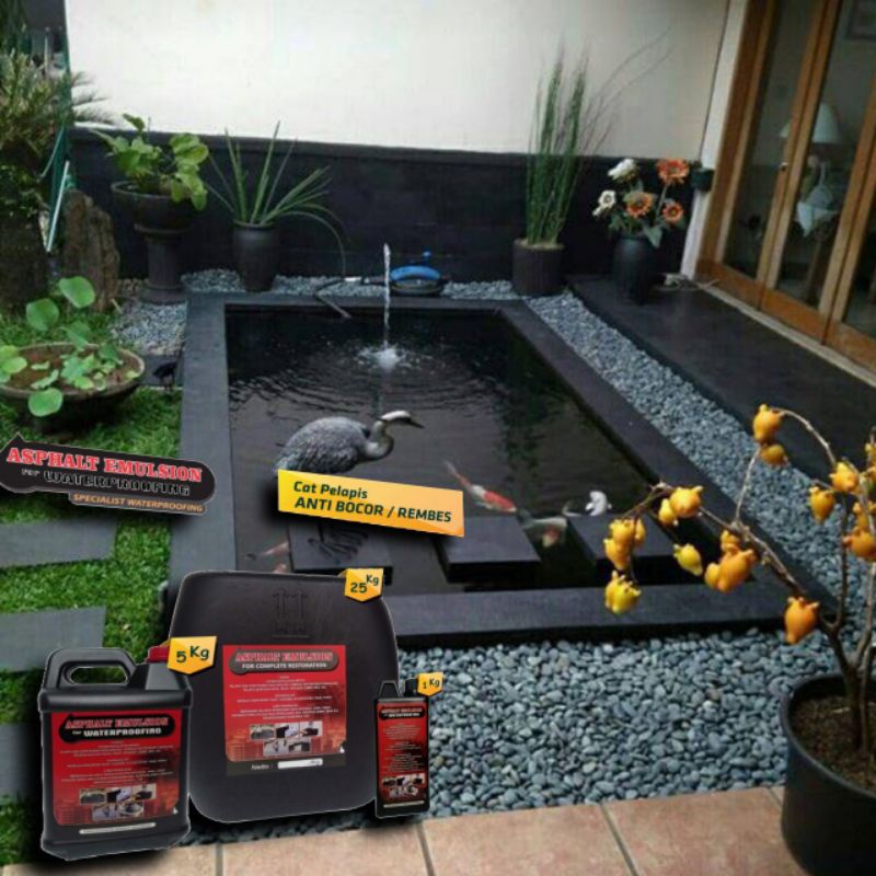 Cat Kolam Anti Bocor Aspal Cair 1 kg Pelapis Kedap Air untuk Kolam Ikan dan Dak
