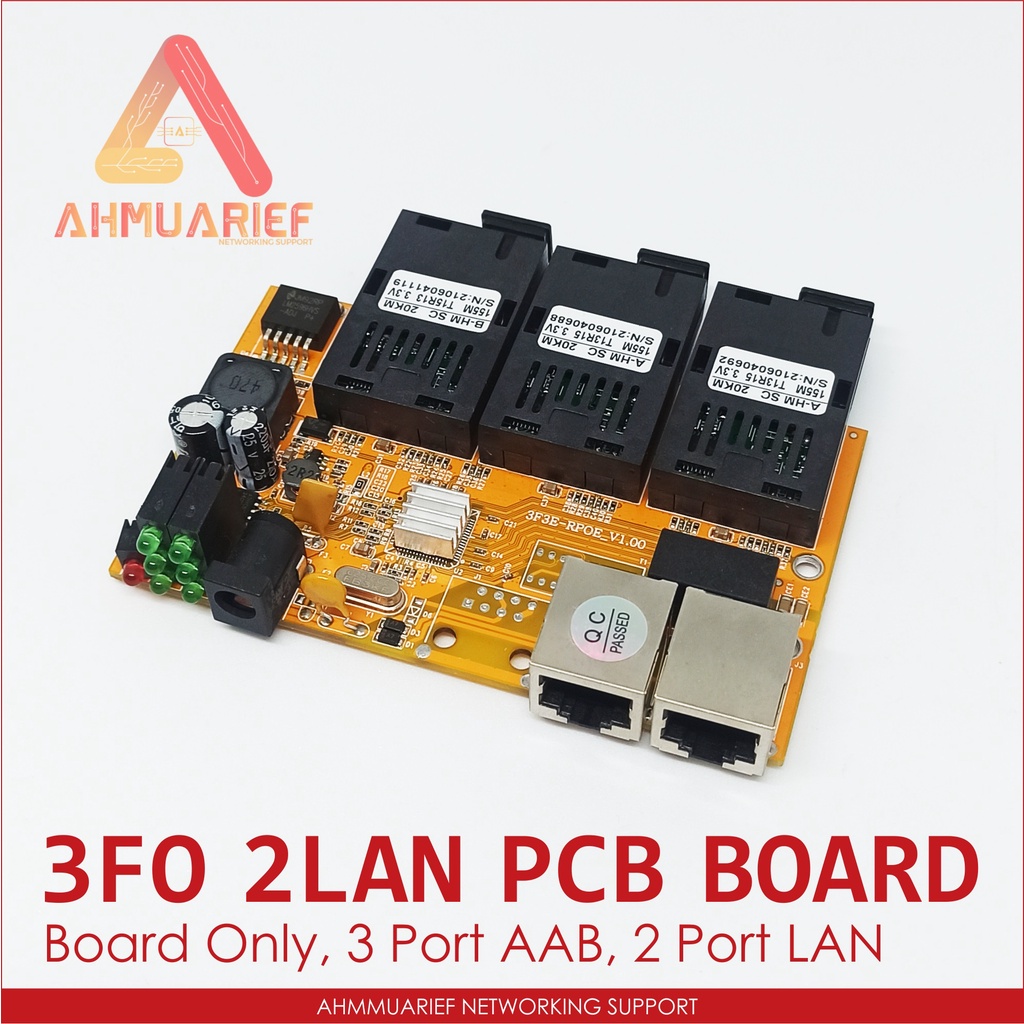 PCB Board Media Converter Fiber Switch 3 Port FO SC AAB 2 Port LAN RJ45 3SC 2RJ45 Fiber Optik CM3F2E