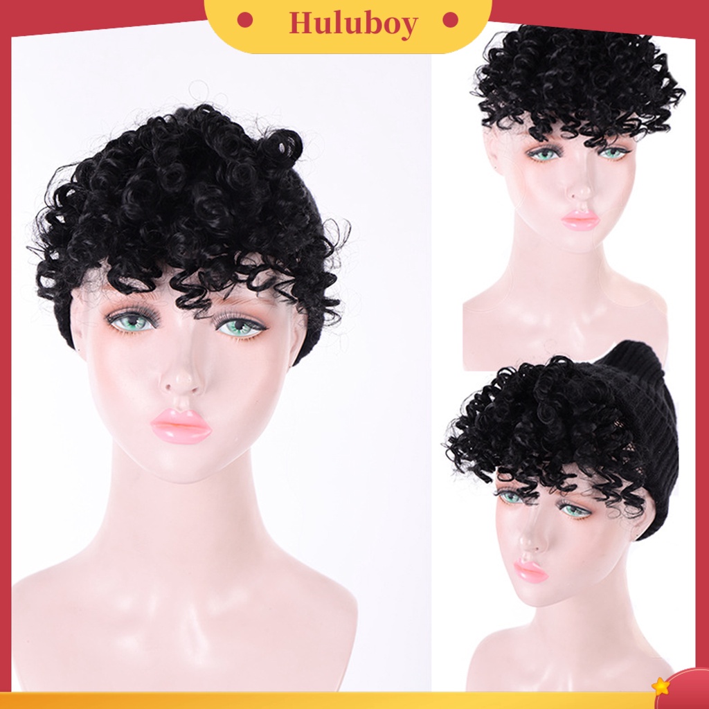 Wig Poni Rambut Extension Keriting Warna Hitam Tahan Panas Untuk Wanita