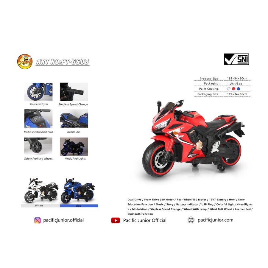 Motor Aki Pacific PT 6608 Double Warrior Motor Mainan Anak