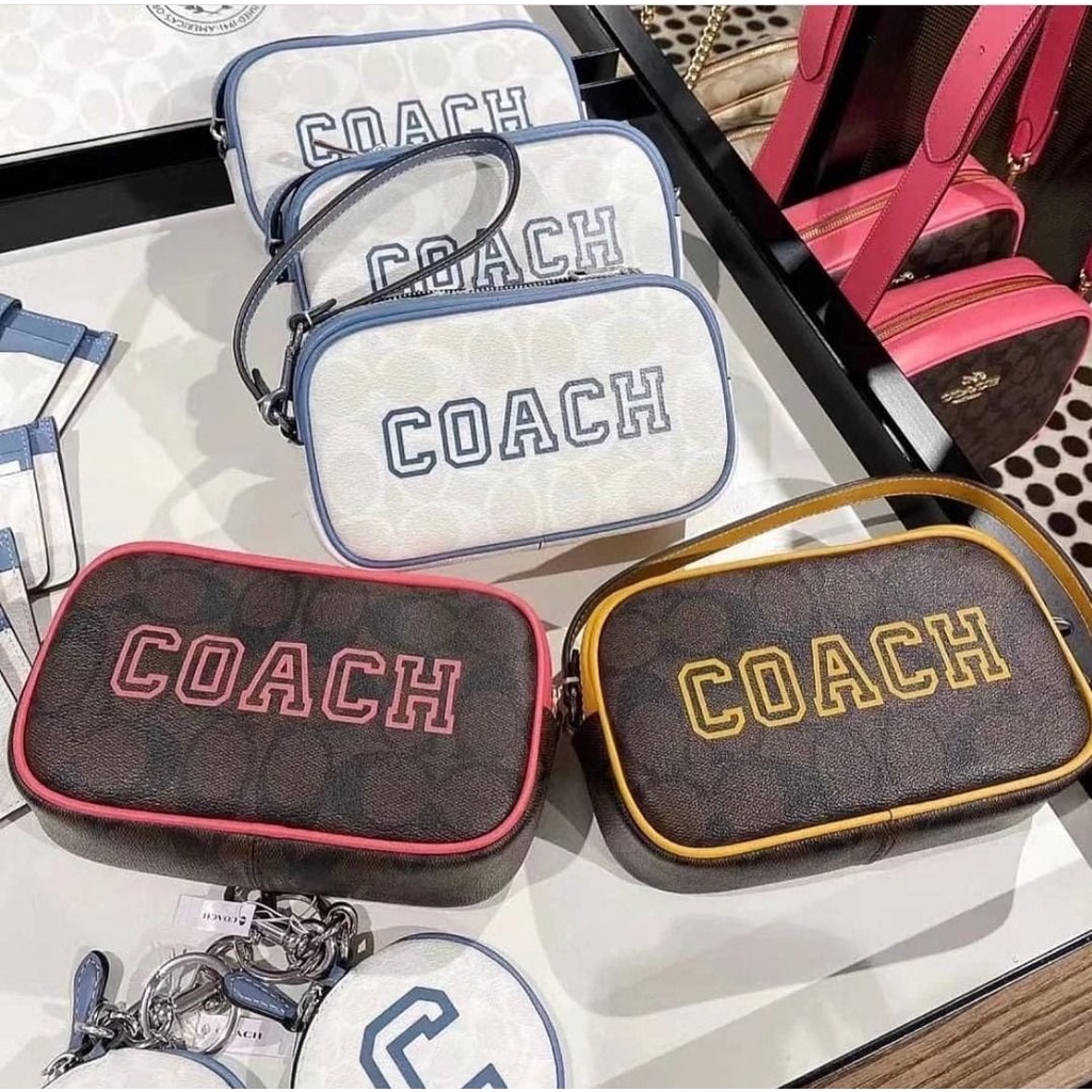 COACH CB851 Coach Outlet Women's Bag Classic Logo VARSITY Pattern JAMIE Wristlet Shoulder Bag