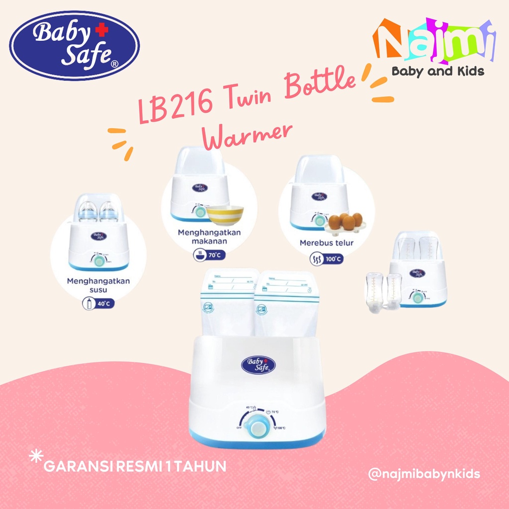 LB216 Baby Safe  Babysafe Twin Bottle Warmer Sterilizer (penghangat susu dan makanan bayi) / Alat Steril Botol