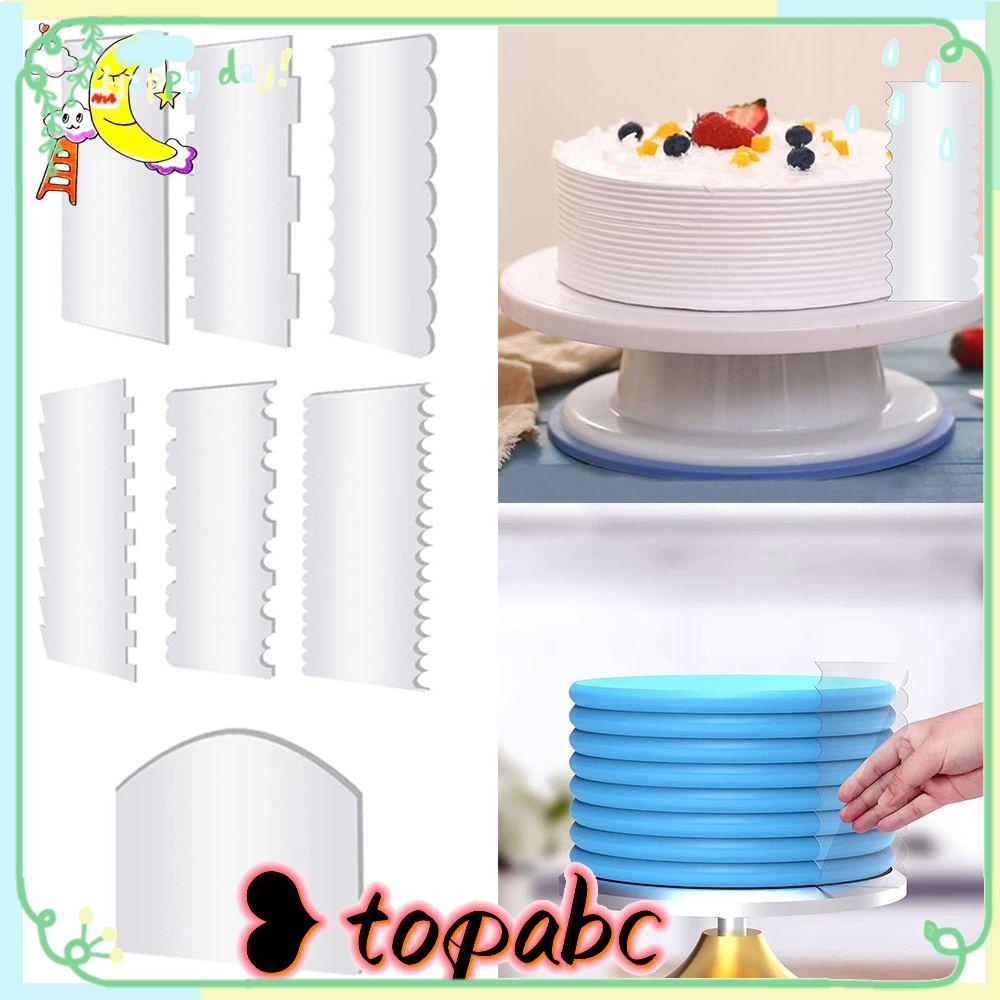 Top 7pcs Scraper Kue Set Cetakan Kue Cake Trim Pastry Cutter Alat Penghalus Akrilik Bening Transparan