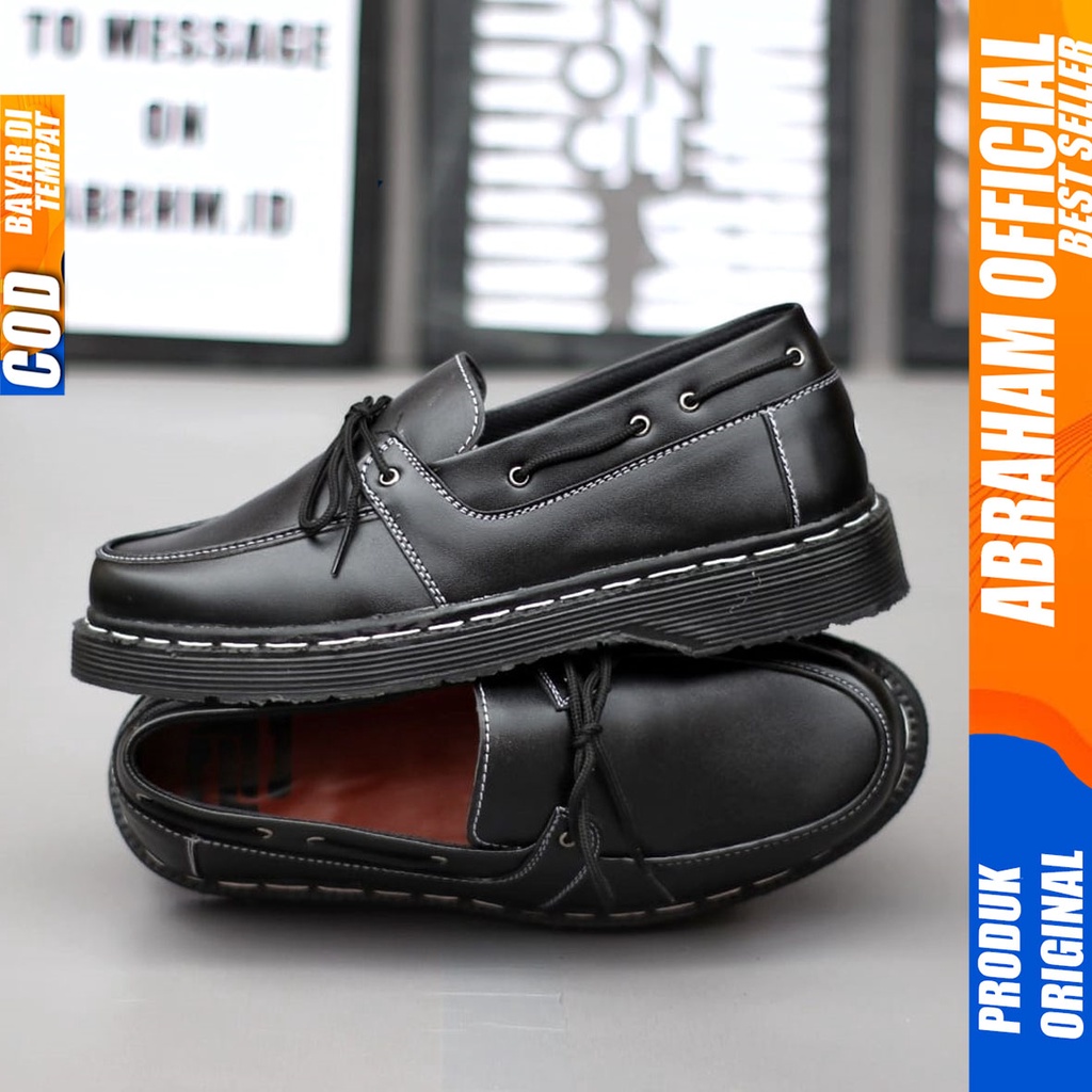 Sepatu Formal Pantofel Kerja Pria Docmart Low Boots Hitam Abraham DOMINIK