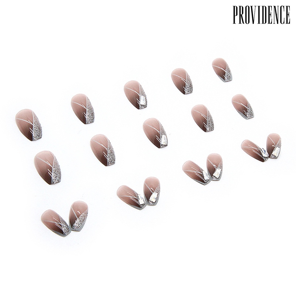 Providence 1set Kuku Imitasi Mudah Dilepas Mempesona Efek Visual Penutup Penuh DIY Musim Gugur Musim Dingin Berlian Imitasi Terang Buatan Kuku Salon Pasokan