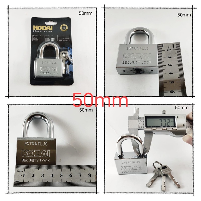 Gembok Kodai 50mm | Gembok Kodai Leher Pendek 50mm | Gembok Leher Pendek | gembok Sedang/besar | Gem