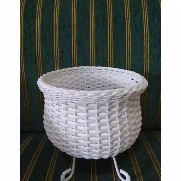 PROMO POT BUNGA KAKI ROTAN SINTETIS MODEL DUDUK  DIAMETER 15 CM FREE BUBLE WARP