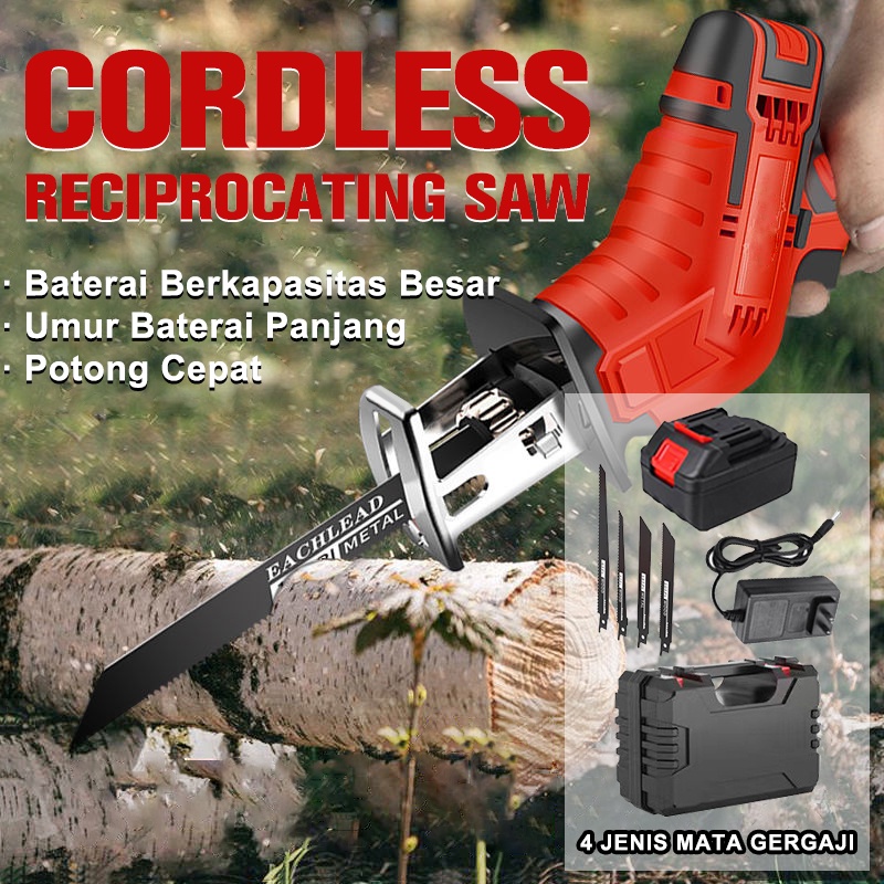 Mesin Reciprocating Saw Cordless Gergaji Kayu Baterai Recipro Gergaji Potong Alat Pemotong Gergaji K