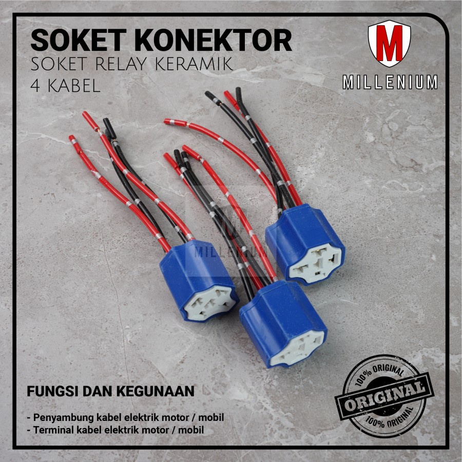 SOCKET CABLE RELAY CERAMIC - SOKET RELAY KLAKSON &amp; LAMPU KAKI 4 KABEL BAHAN KERAMIK