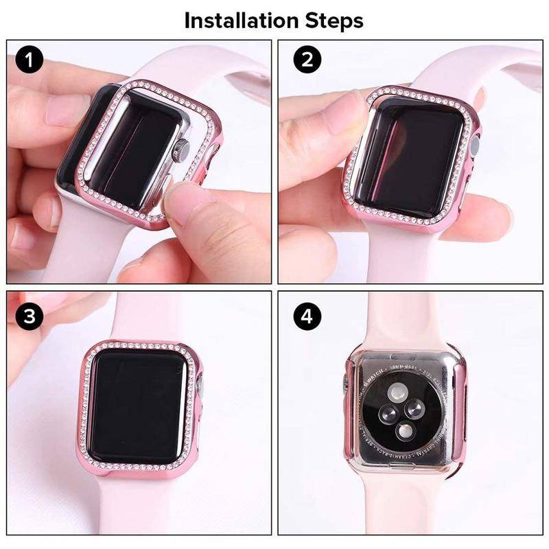 Diamond Case+Pelindung Layar Tempered Glass Untuk Apple Watch Series8 7 6 5 4 3 2 1 SE SE SE2 Bumper Cover Case Untuk iWatch 45mm 41mm 44mm 42mm 40mm 38mm