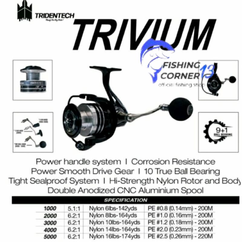 REEL SPINING TRIDENTECH TRIVIUM / 1000 / 2000 / 3000 / 4000 / 5000 POWERHANDLE