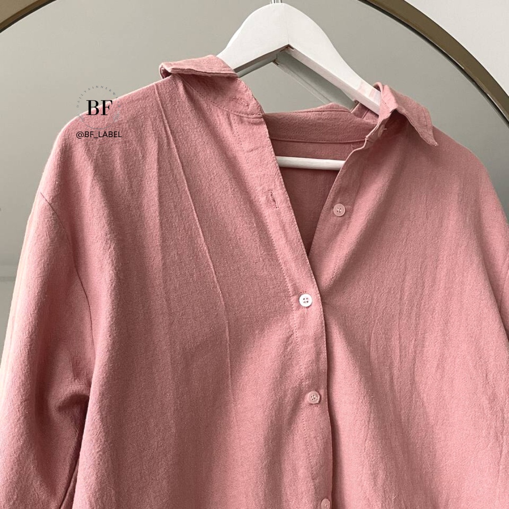 Liza Shirt 550 | Kemeja Linen Basic Shirt | Kemeja Wanita Kemeja Polos by bf_label