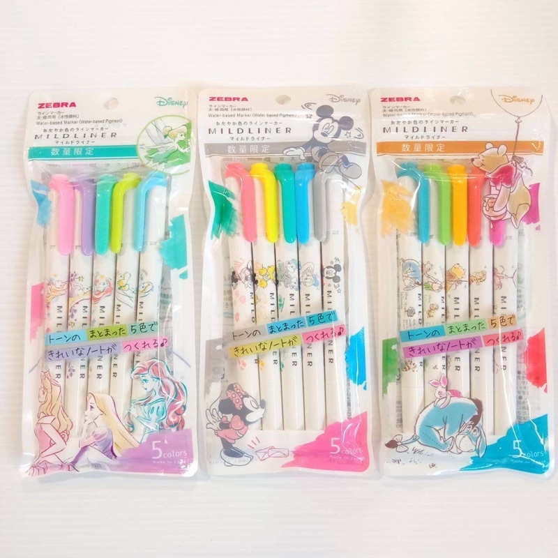 Zebra Mildliner Sanrio Disney Set Princess Pooh Mickey Stabilo