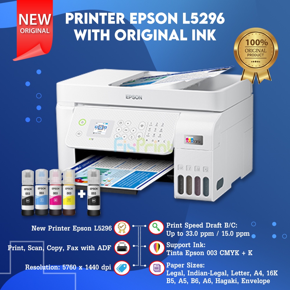 AIO Epsn L5296 Printer Print Scan Copy WiFi Pengganti L5190 ADF