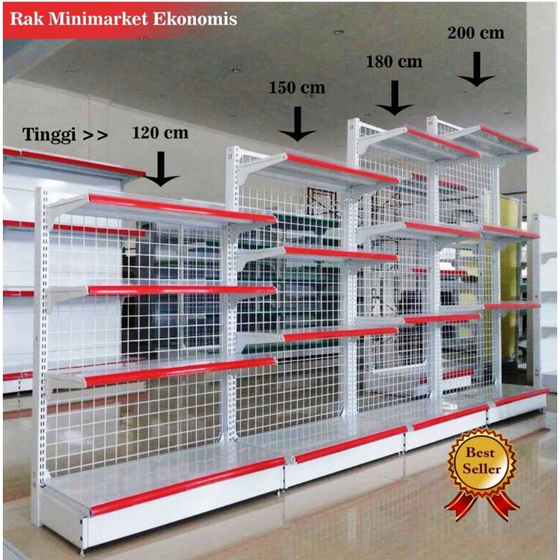 Rak minimarket / rak Gondola/ rak Indomaret starting single 4 susun murah berkualitas tinggi