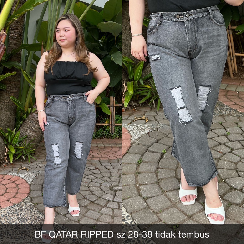 CELANA JEANS WANITA BF QATAR RIPPED -SYSCLOTHIER