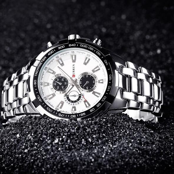 ✦Va CURREN 8023 Jam Tangan Pria Analog Stainless Steel Chronograph Tidak Aktif 46MM CURRENOS ✣ ✦