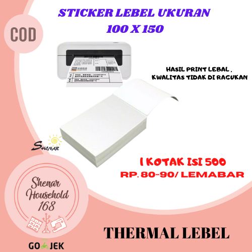 BISA COD , LEBEL THERMAL UKURAN 100X150 LEBEL STICKER KOTAK  MURAH PER LEMBAR HARGA TERJANGKAU - SHENAR