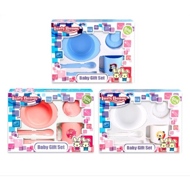 ❣️Rakkistore99❣️ LUSTY BUNNY LB 1403 Baby Feeding Gift Set Alat Makan Bayi isi 5
