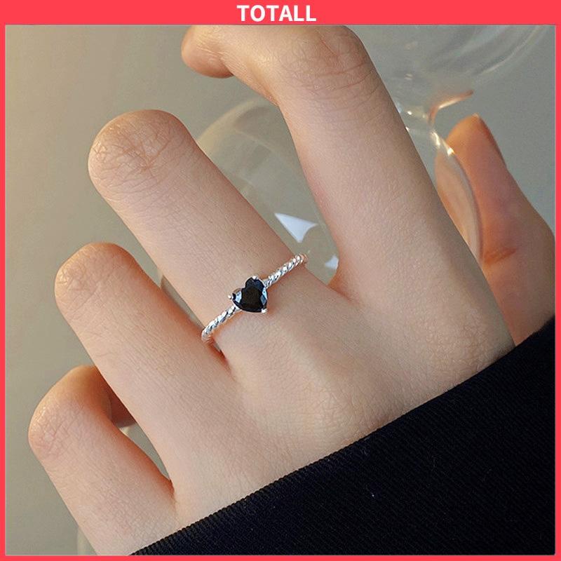 COD Cincin Hitam Cinta Adjustable Korea Fahion Retro Cincin Jari Untuk Wanita-Totall