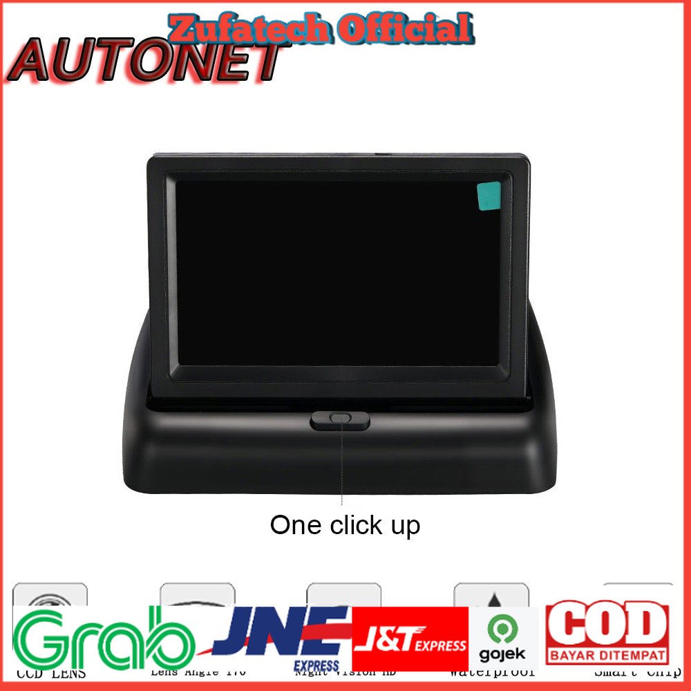 AUTONET Monitor Parkir Mobil Foldable Rear View TFT LCD 4.3 Inch - AU43 - Black