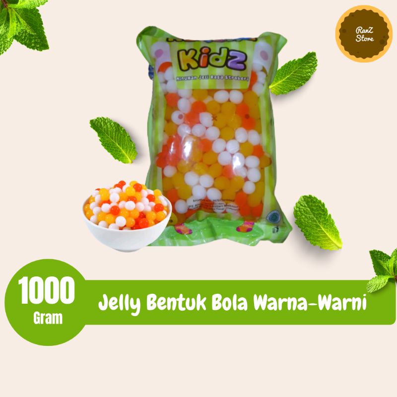 

Jelly bentuk mutiara besar warna warni kemasan 1 kg