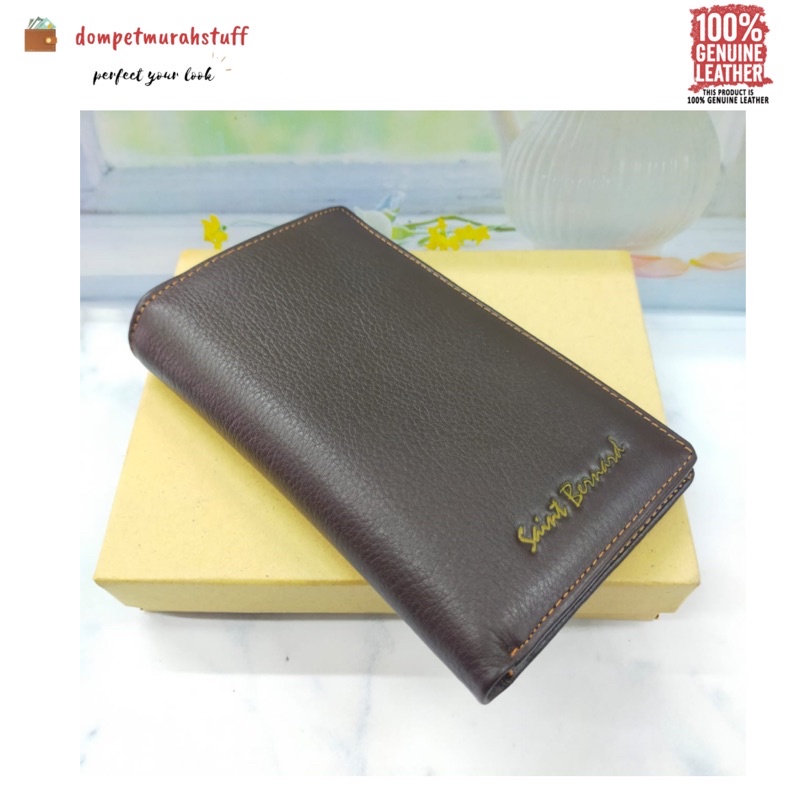 Dompet Kulit Asli Saint Bernard. Dompet Kulit Sapi Asli Saint Bernard Ukuran 14 cm