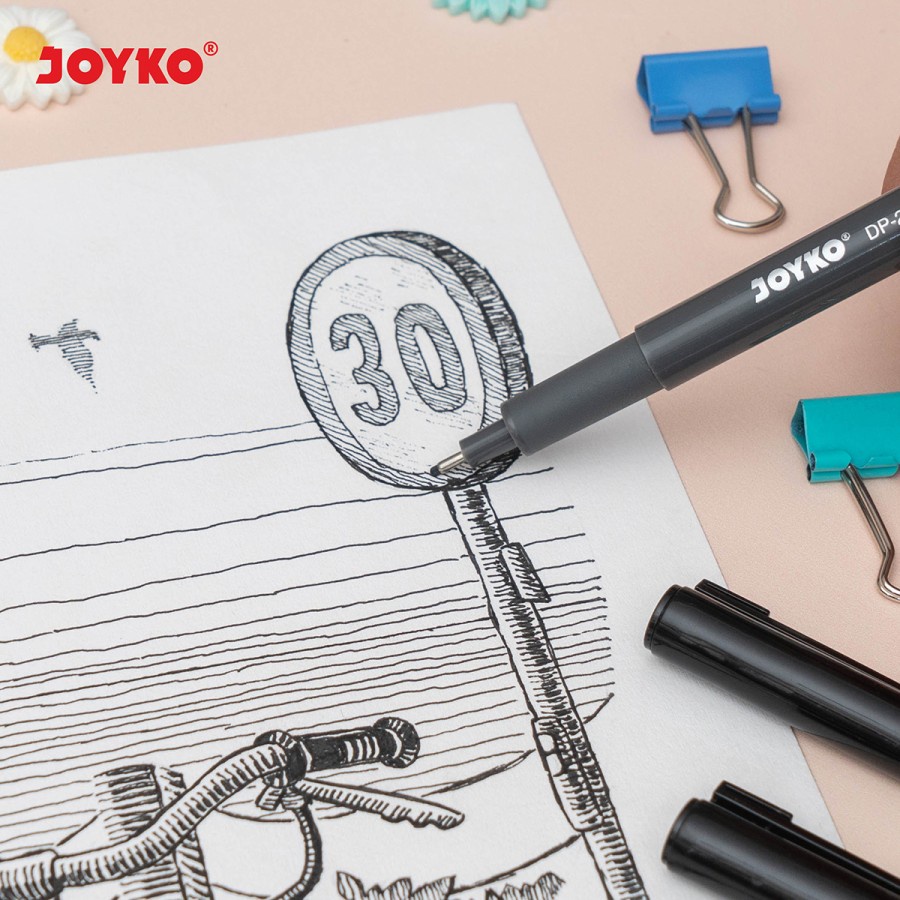 Drawing Pen Satuan Joyko DP-298 Hitam / Pena Gambar Waterproof Pigment Ink