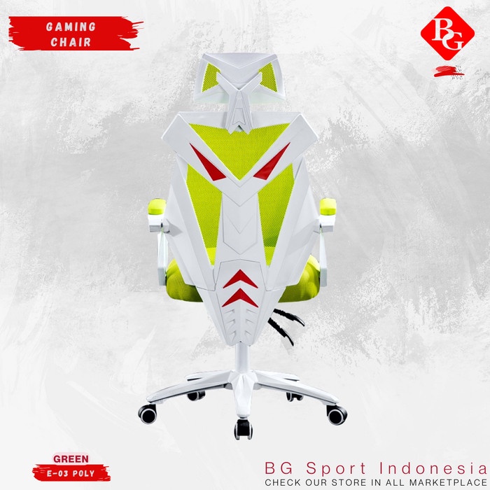 Kursi Bg Sport Kursi Gaming Model E-03 Steel Green White