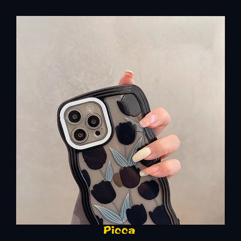 Redmi A1 9T 9 10 9A A1+ 10C 10A 9C NFC 11T Pro POCO M3 X3 Pro NFC Redmi Note 11Pro+11 10 9 8 9s 10s 11s 9Pro 10 Pro MAX Plus Tulip Hitam Daun Hijau Wave Edge Casing Soft TPU