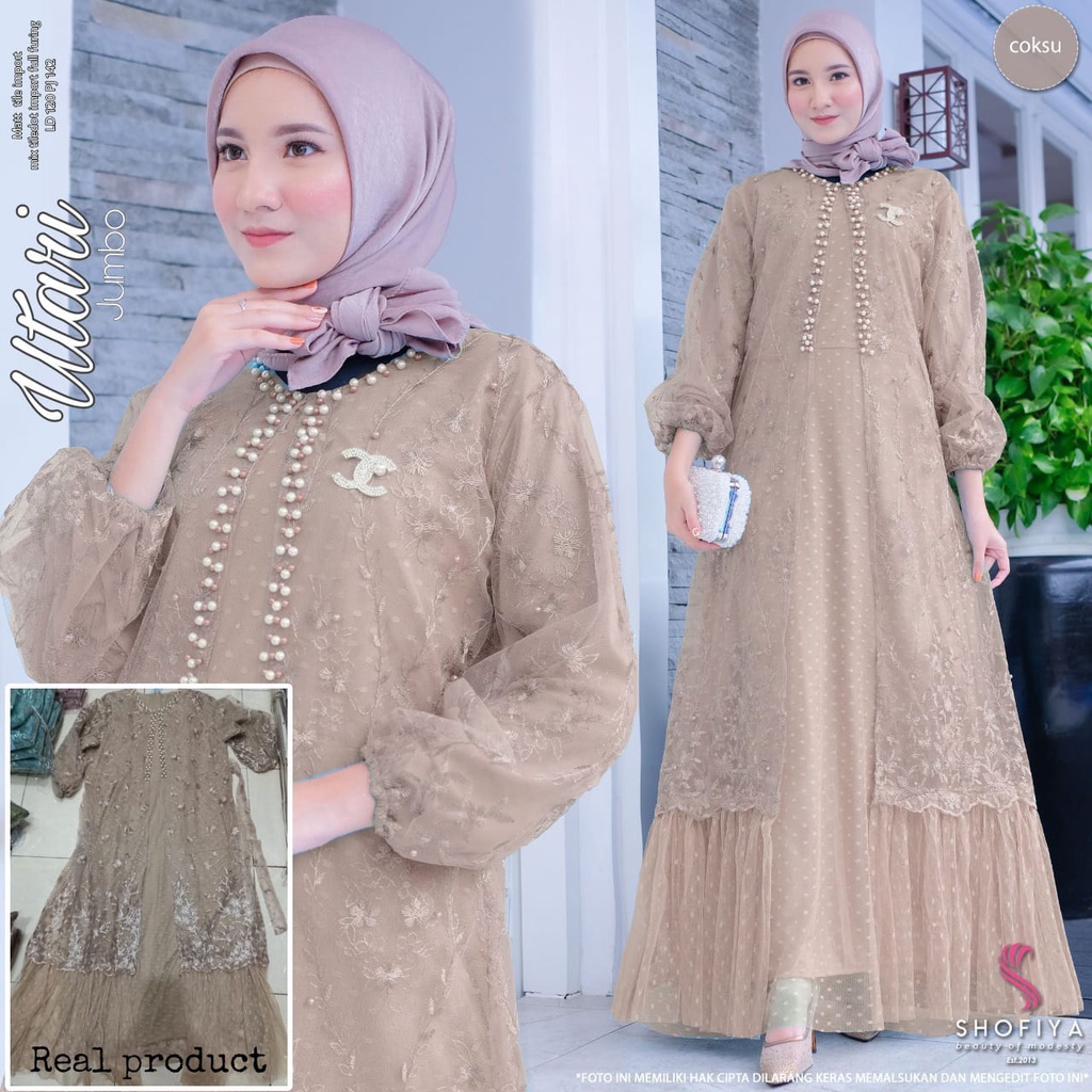 (RESTOK UTARI) MASITA • UTARI DRESS MAXY BY SHOFIYA BROKAT TILE IMPORT FURING