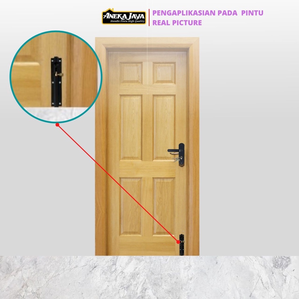 Grendel Slot Pintu Panjang 10 12 inch Hitam Pengunci Kunci Tambahan Daun 2 atau 1 Bahan allumunium tebal