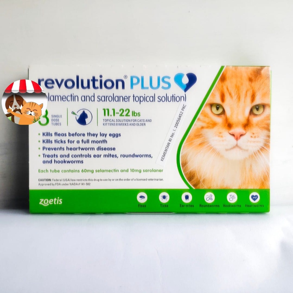 Revolution Plus Green 11.1-22 lbs - Obat Kutu Kucing BB 5.1kg - 10kg