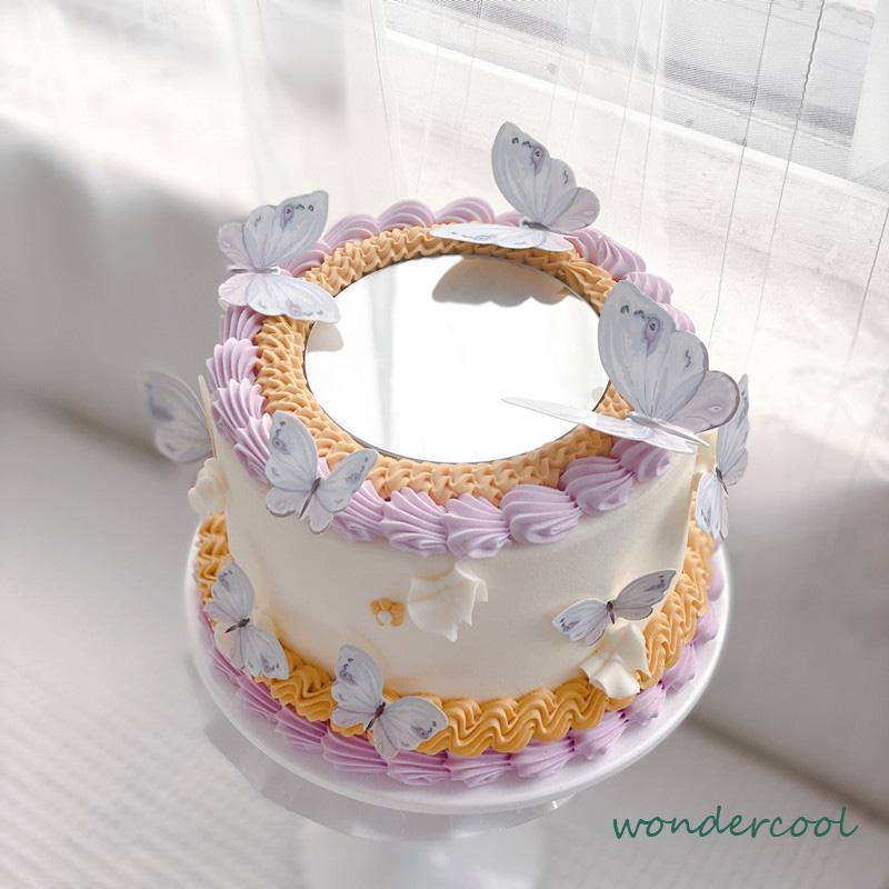 Cake Topper Hiasan Kue kupu Kupu Butterfly Pink Ungu Biru Ulang Tahun-Won