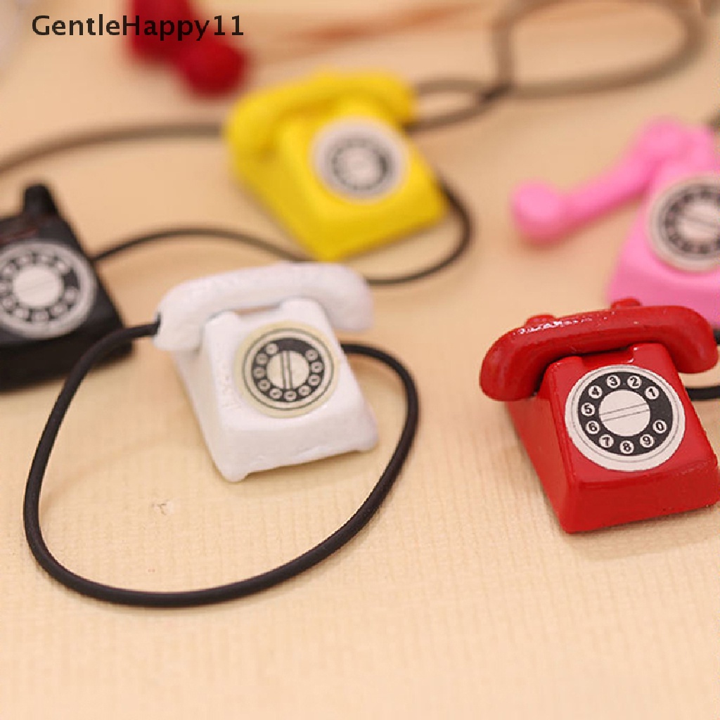 GentleHappy Dollhouse Miniture Simulation Retro Telephone Model Home Furniture Decoration Accessories For Kids Toys Gift id