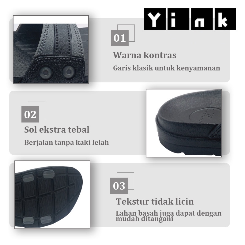 Yink Sandal Karet / Sandal Dewasa / Sendal Slop Pria Casual Murah Sendal Karet Kamar Mandi Empuk Anti Slip