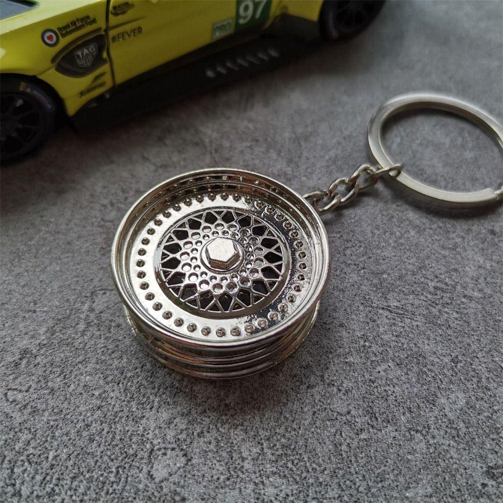 Lanfy Gantungan Kunci Roda Mobil Fasion Auto Part Miniatur 3D Keychain Rim Ban Roda Velg Model Wheel Rim Keyring