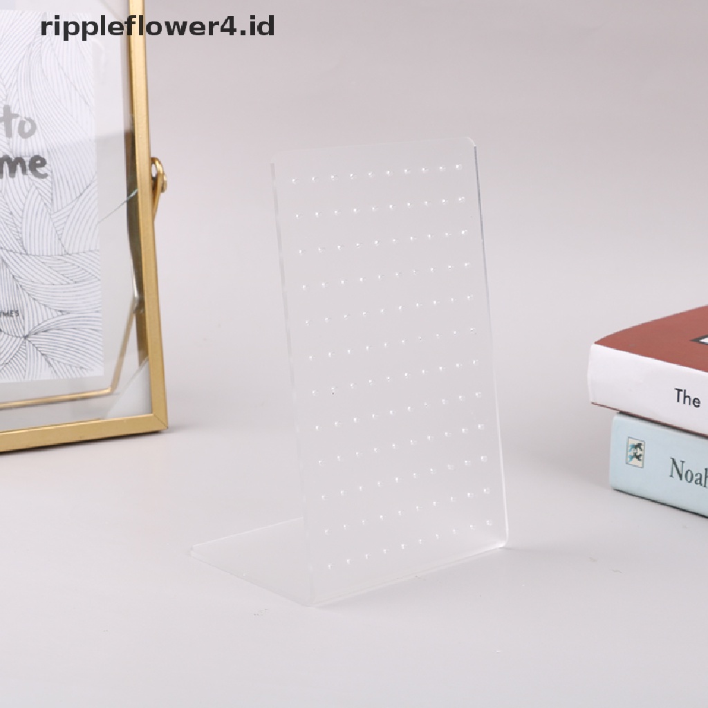 {rippleflower4.id} 120lubang Frosted Akrilik Putih Display Perhiasan Stand Anting Ear Stud Holder~