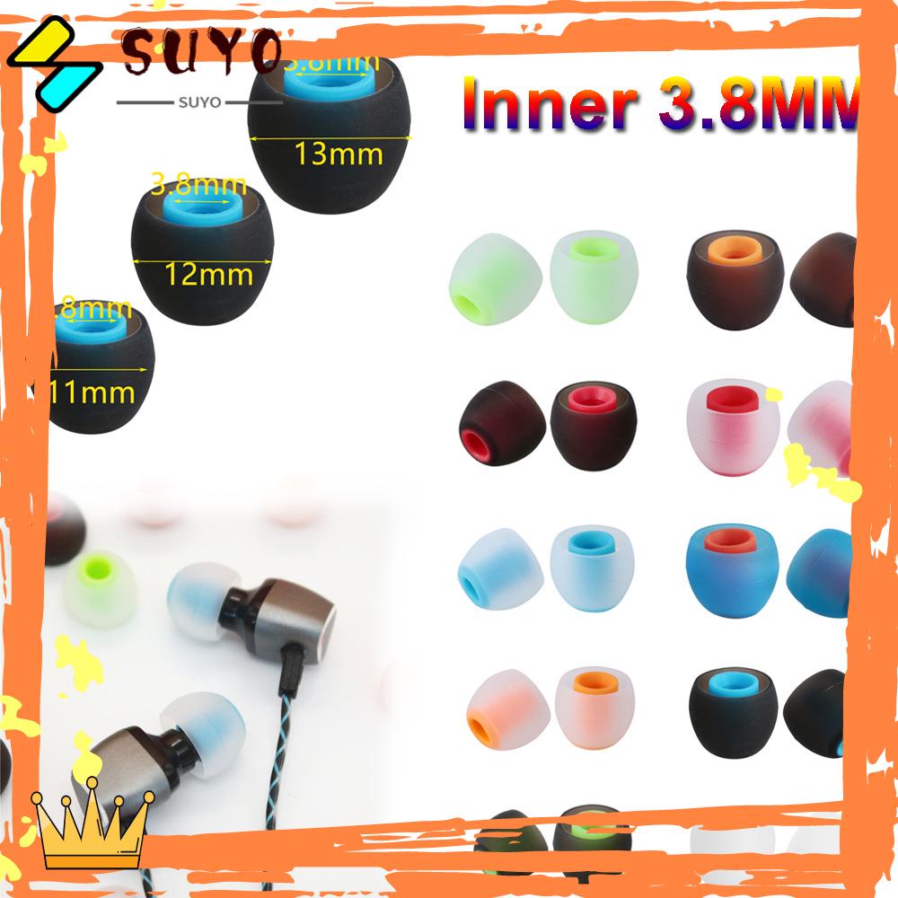 Suyo 12pcs 3.8mm Tips Telinga Silikon Warna-Warni Pengganti Headphone In-ear Earphone